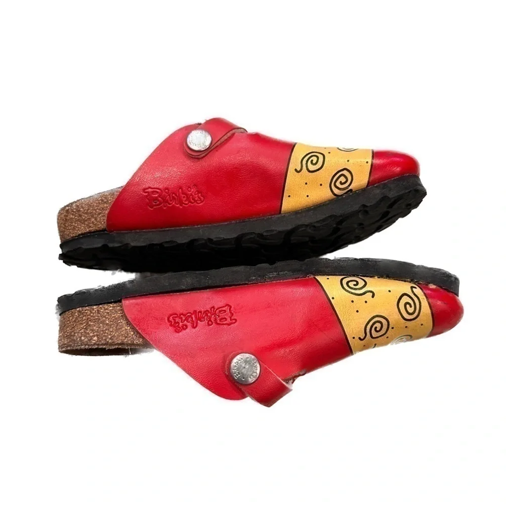 Birkenstock Birki's Kids Woodby Red Bridget the Cat Clogs Red & Yellow Size C10 - Picture 2 of 4
